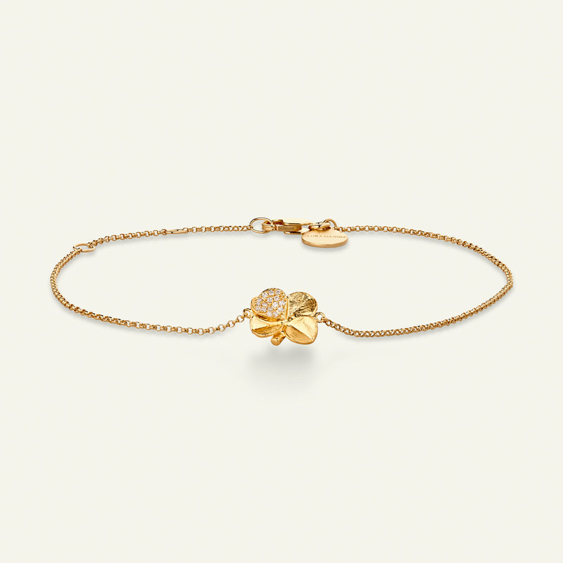 Firkløver armbånd pavé forgyldt