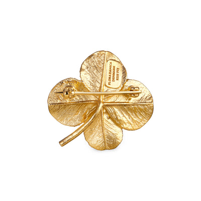 Firkløver broche pavé forgyldt