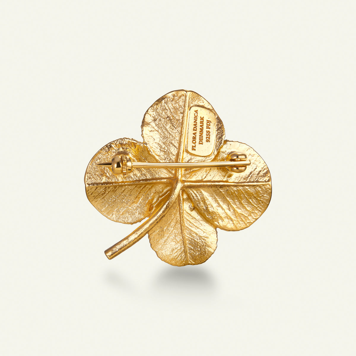 Firkløver broche pavé forgyldt