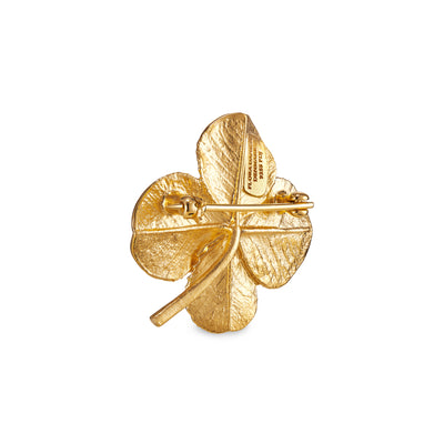 Firkløver broche pavé forgyldt
