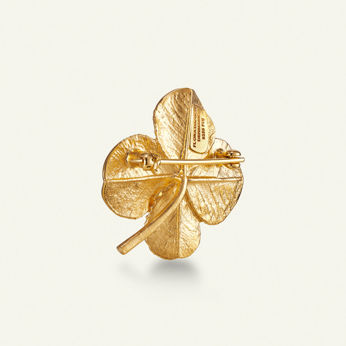 Firkløver broche pavé forgyldt