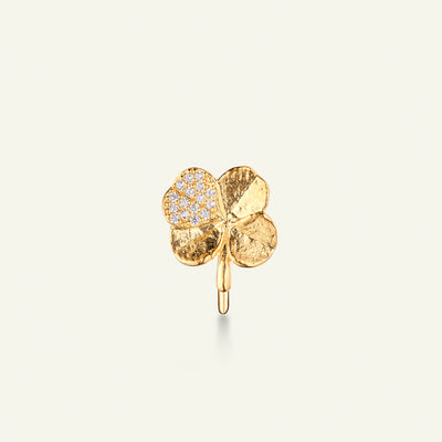 Firkløver ear cuff pavé forgyldt