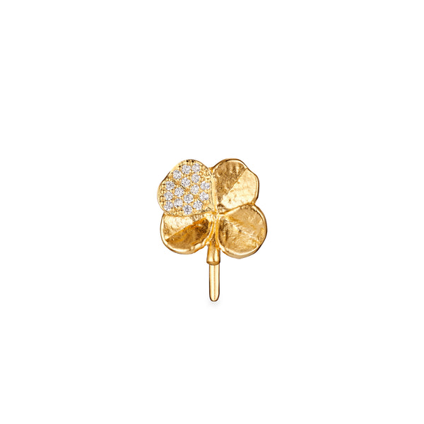 Firkløver ear cuff pavé forgyldt