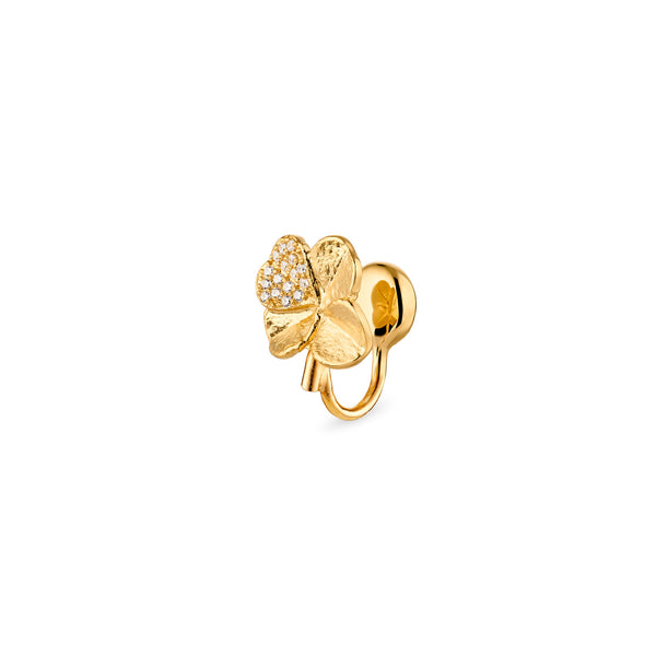 Firkløver ear cuff pavé forgyldt