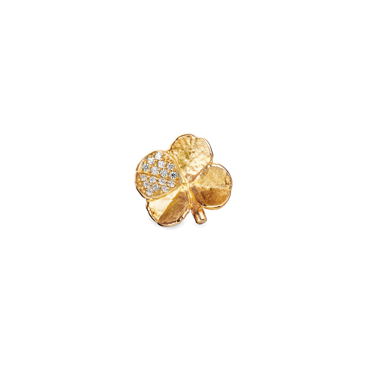 Firkløver pin pavé forgyldt