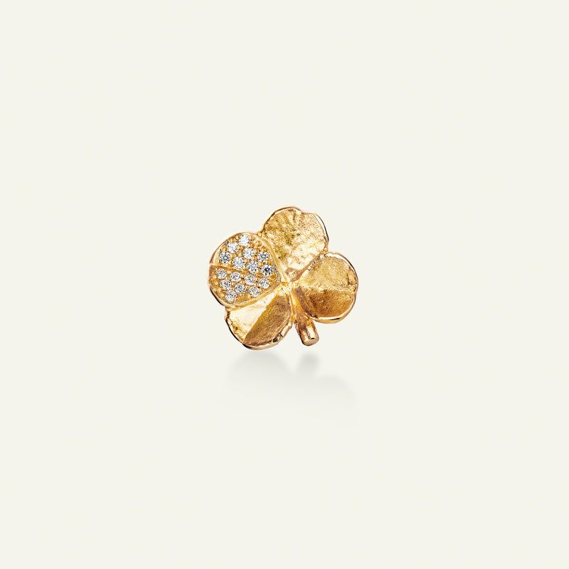 Firkløver pin pavé forgyldt