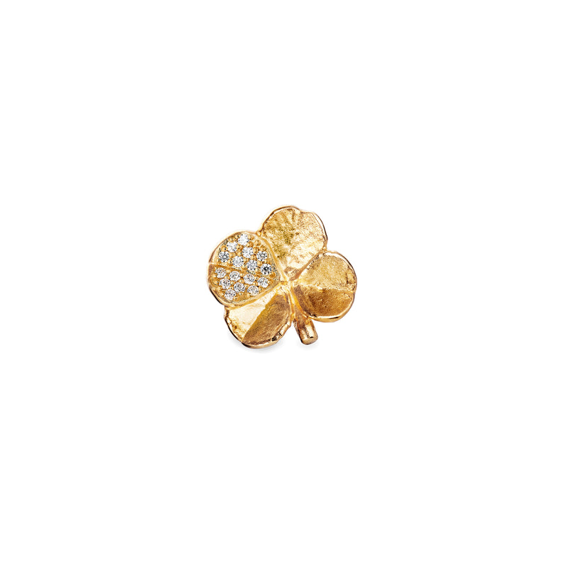 Firkløver pin pavé forgyldt
