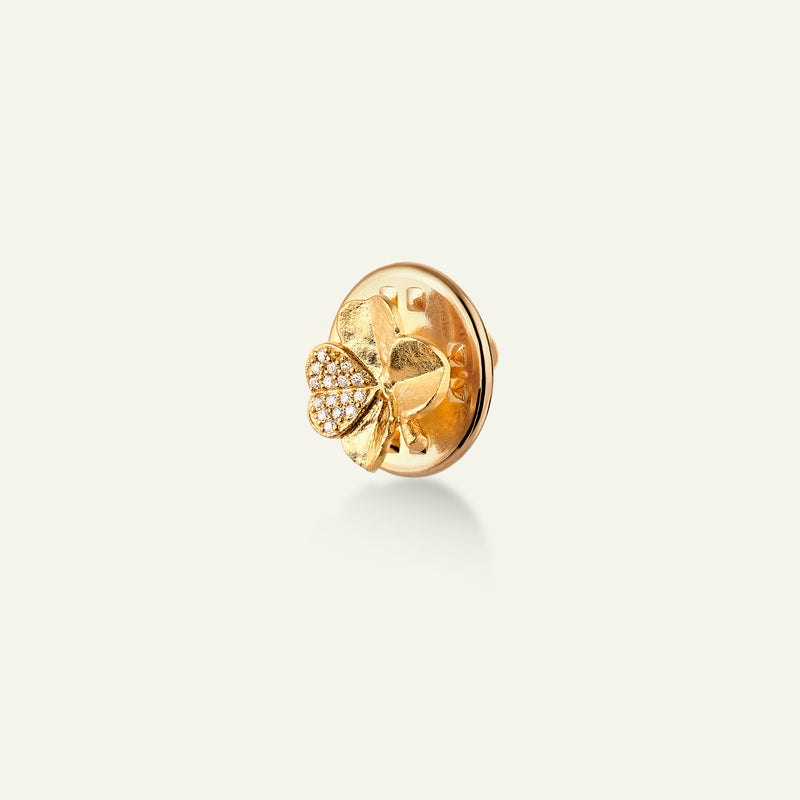 Firkløver pin pavé forgyldt