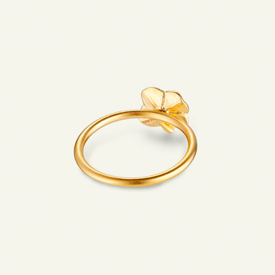 Firkløver ring pavé forgyldt