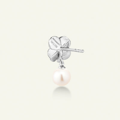 Firkløver perleøreringe, sølv