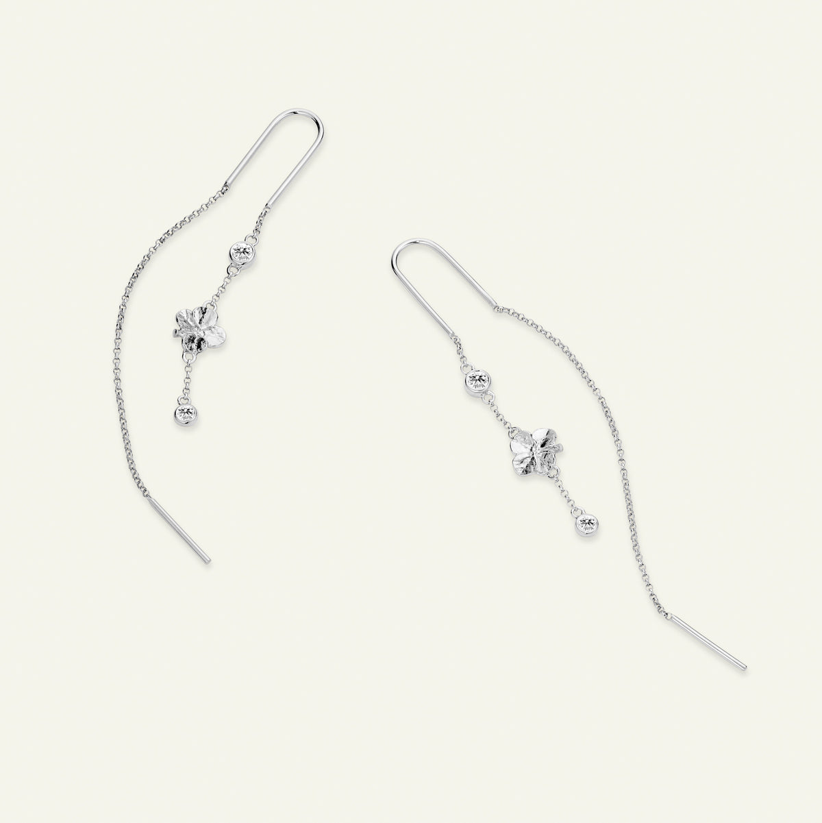 Firkløver kædeøreringe, sølv