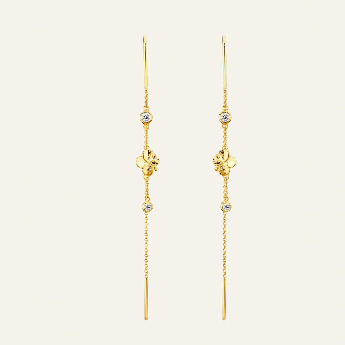 Firkløver kædeøreringe, forgyldt