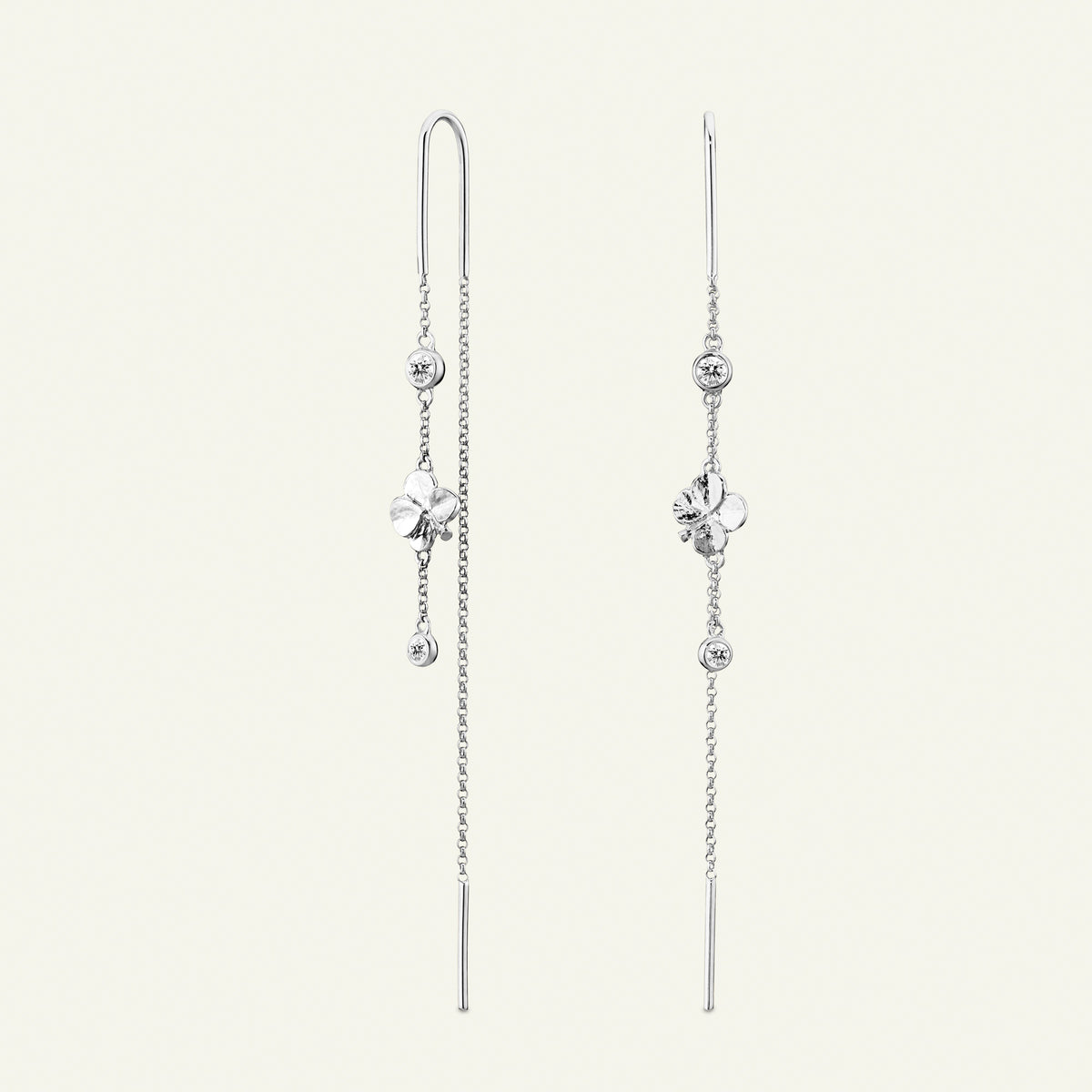 Firkløver kædeøreringe, sølv