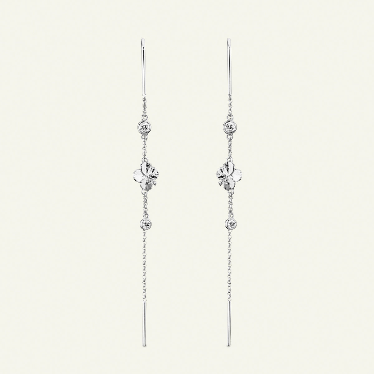 Firkløver kædeøreringe, sølv