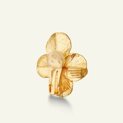 Firkløver Statement Øreclips, forgyldt