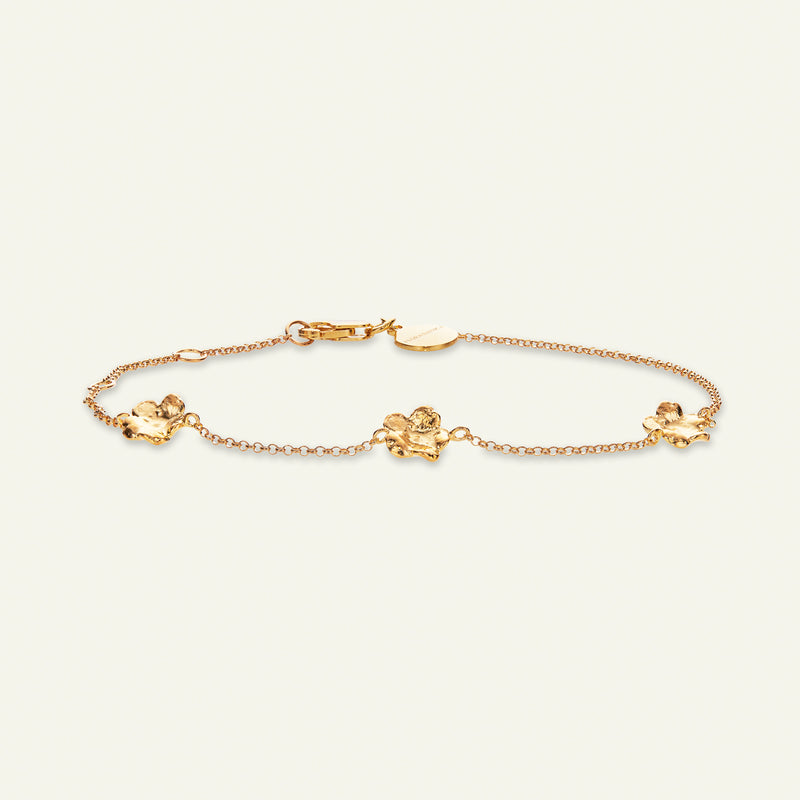 Forglemmegei armbånd forgylt, justerbar lengde