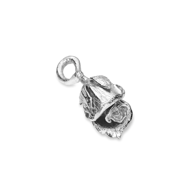 Rose med silkehalskæde, sølv