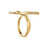 Firkløver Statement ring pavé forgyldt
