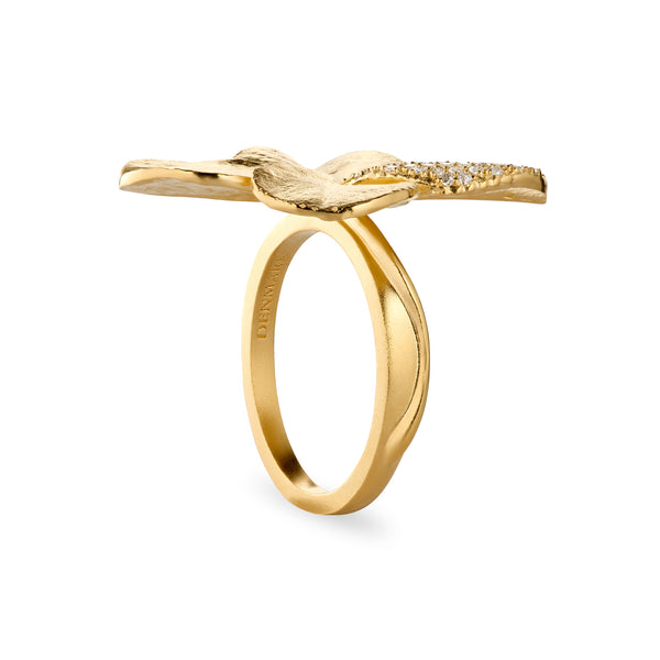 Firkløver Statement ring pavé forgyldt