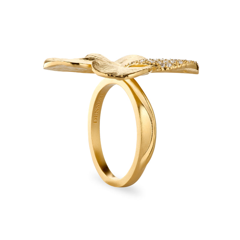 Firkløver Statement ring pavé forgyldt