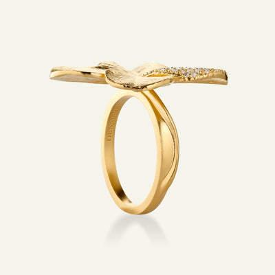 Firkløver Statement ring pavé forgyldt