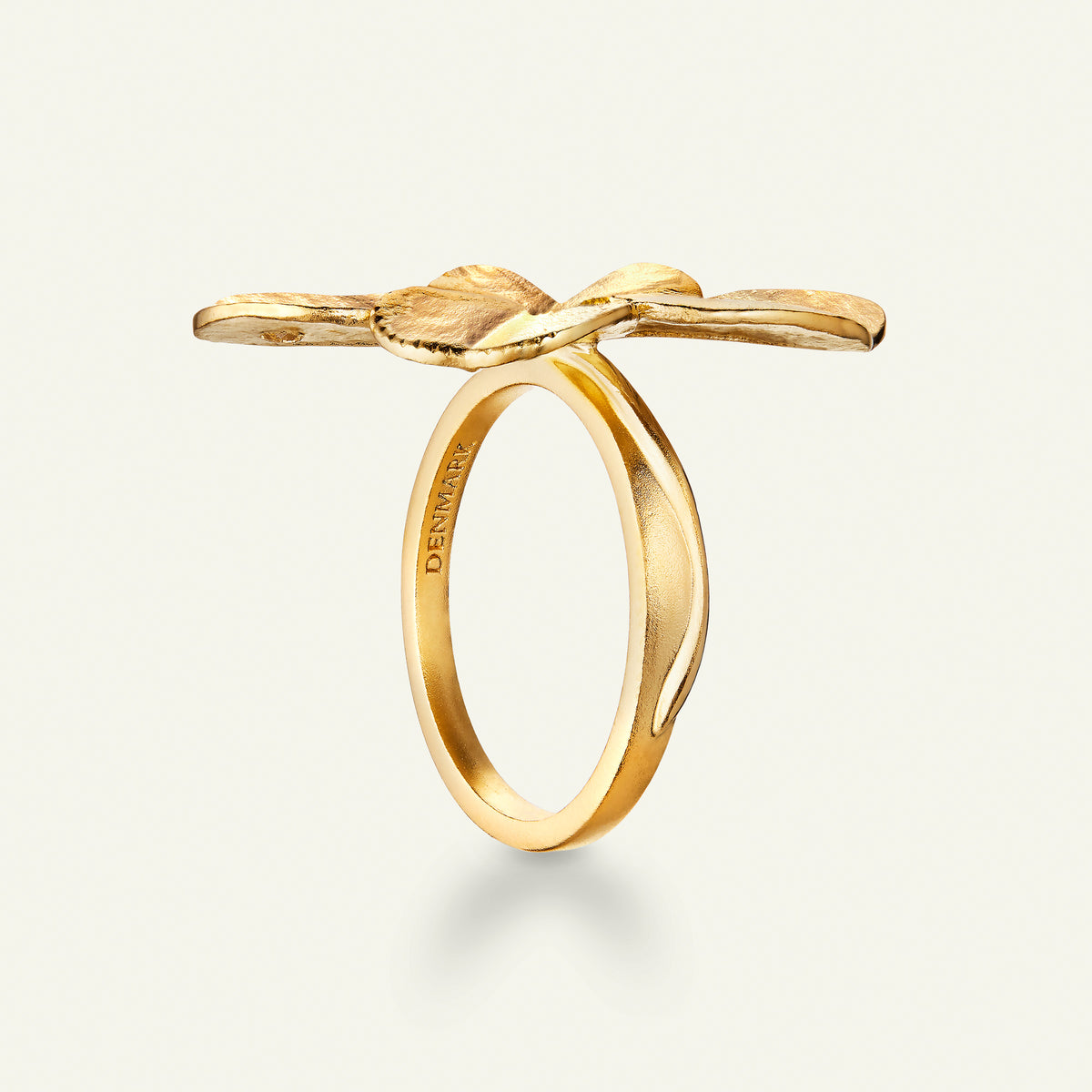 Firkløver Statement ring forgyldt