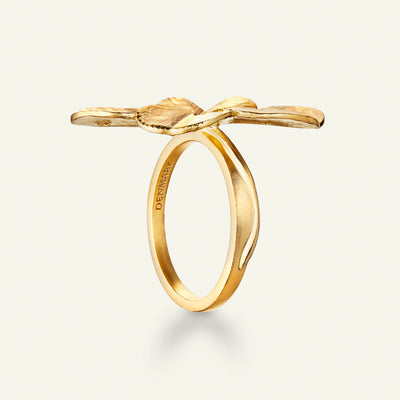 Firkløver Statement ring forgyldt