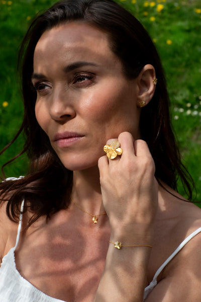 Firkløver armbånd pavé forgyldt