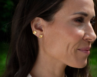 Firkløver Ørestikker Pavé forgyldt