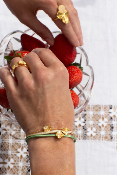 Firkløver Statement ring pavé forgyldt